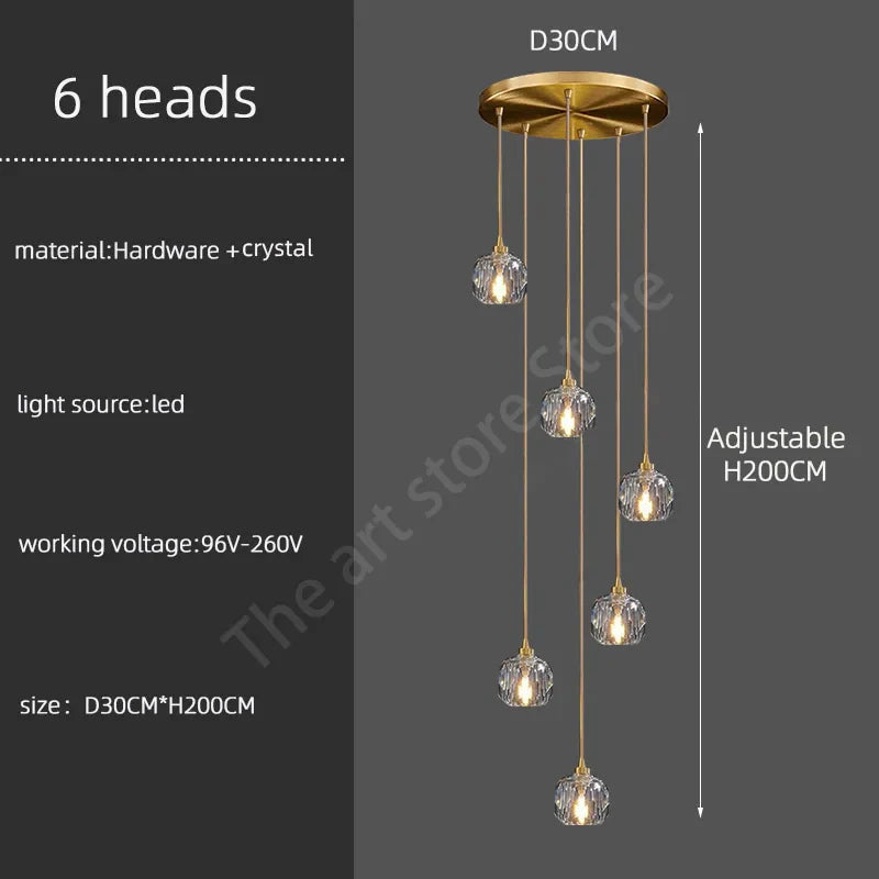 Afralia™ Crystal Stainless Steel Staircase LED Chandelier for Modern Luxury Interiors