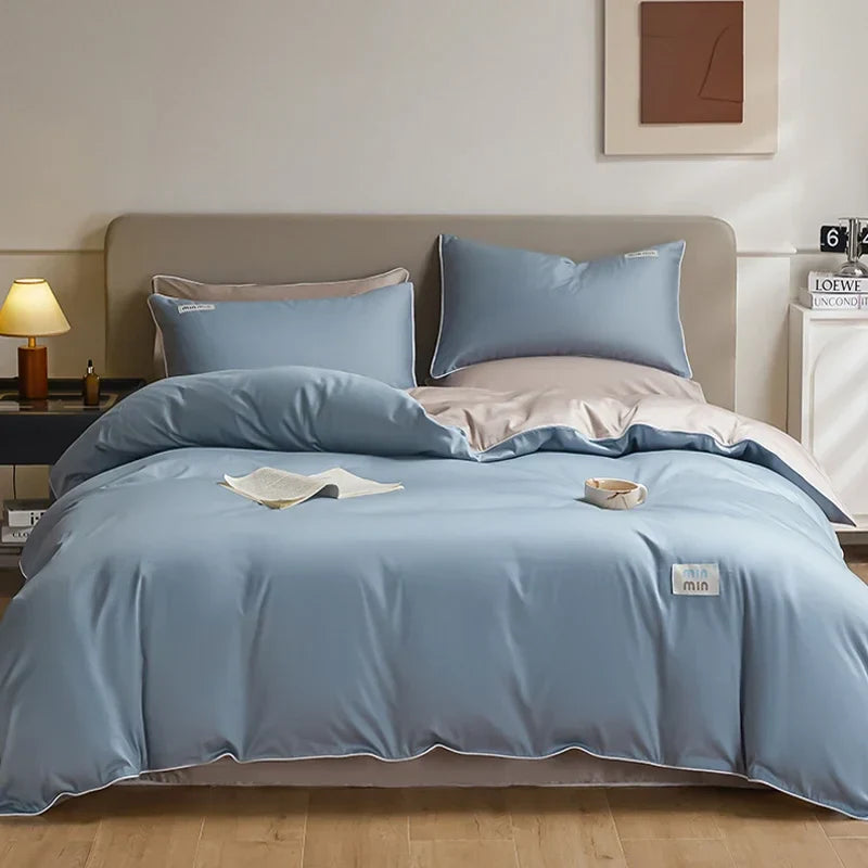 Afralia™ 100% Egyptian Cotton Solid Color Bedding Set - Queen King Single Size