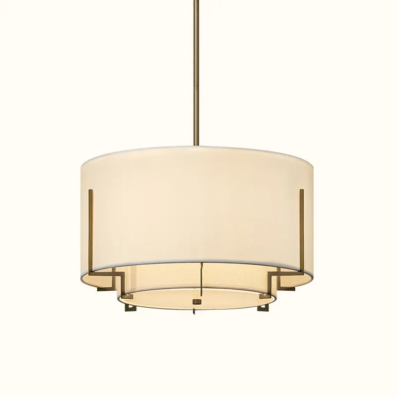 Afralia™ Retro Fabric Round Chandelier for Living Room Ceiling Lamps
