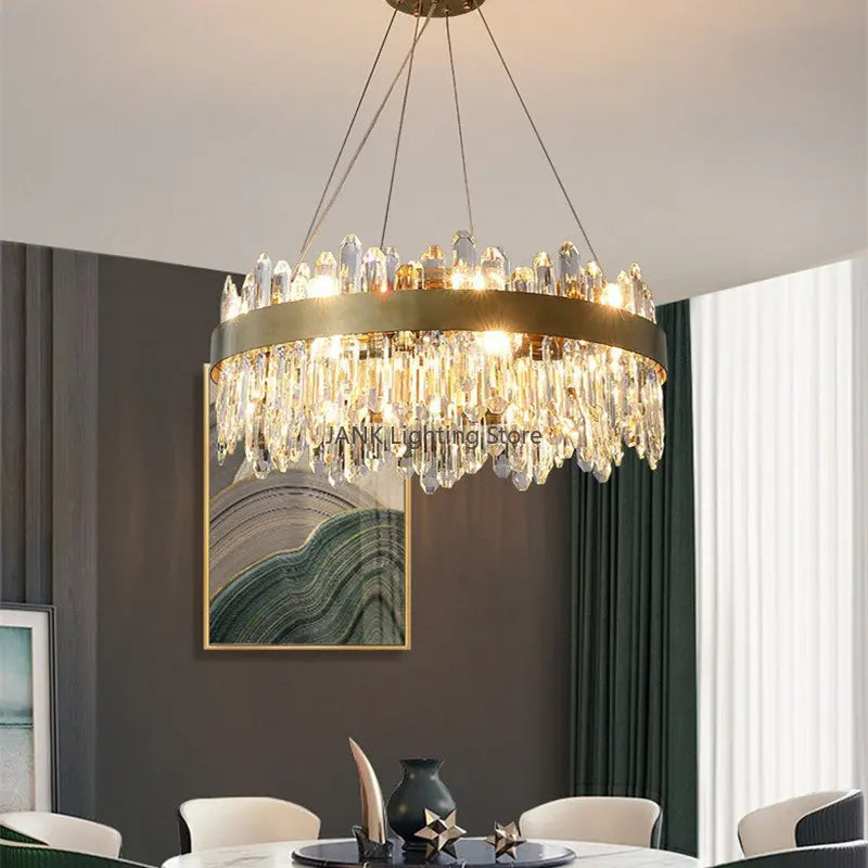 Afralia™ Luxe Crystal Chandelier: Elegant LED Indoor Pendant Light for Bedroom & Dining Room