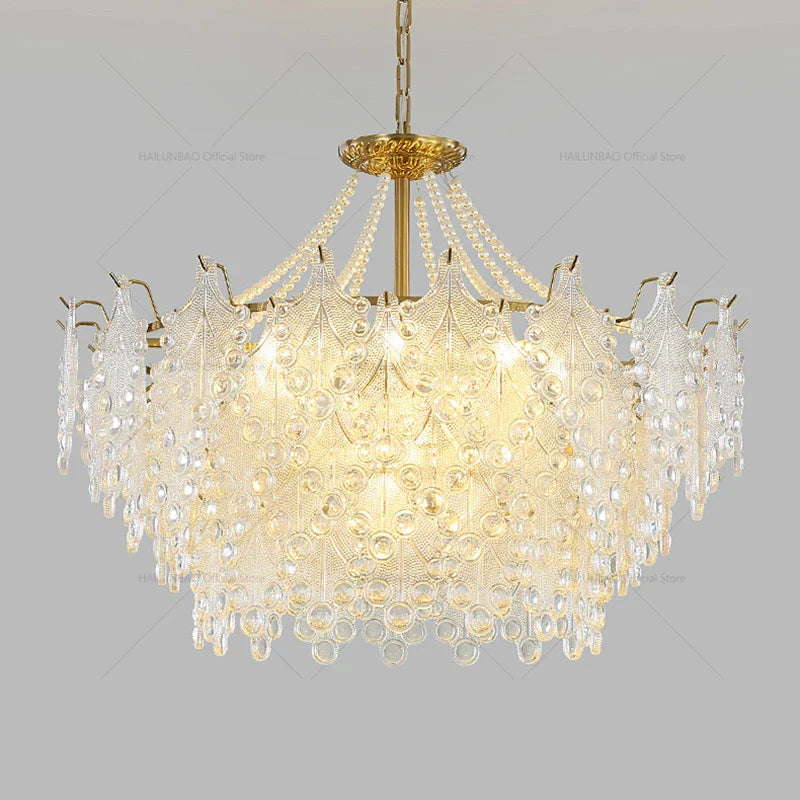 Afralia™ Luxury Cream Wind Crystal Chandelier: High-End Living Room, Dining Room, Bedroom Light