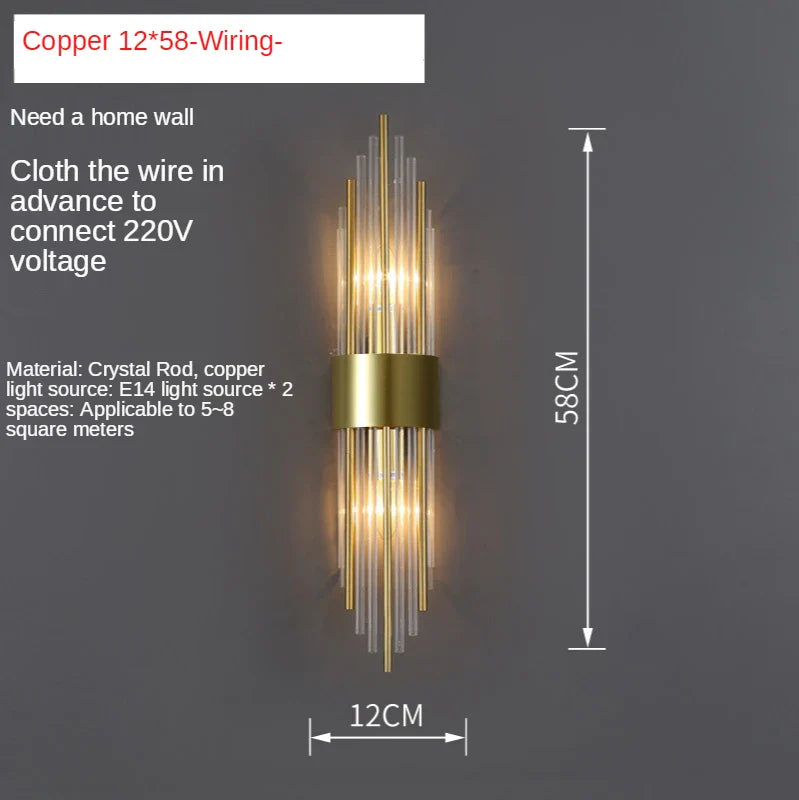 Afralia™ Crystal Copper Wall Lights: Postmodern Luxe Bedroom & Living Room Lighting