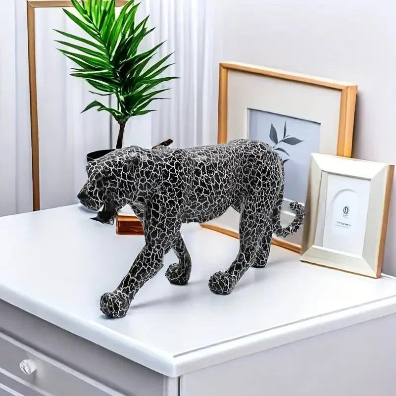 Afralia™ Leopard Panther Resin Sculpture Collectible Figurine for Modern Home Decor