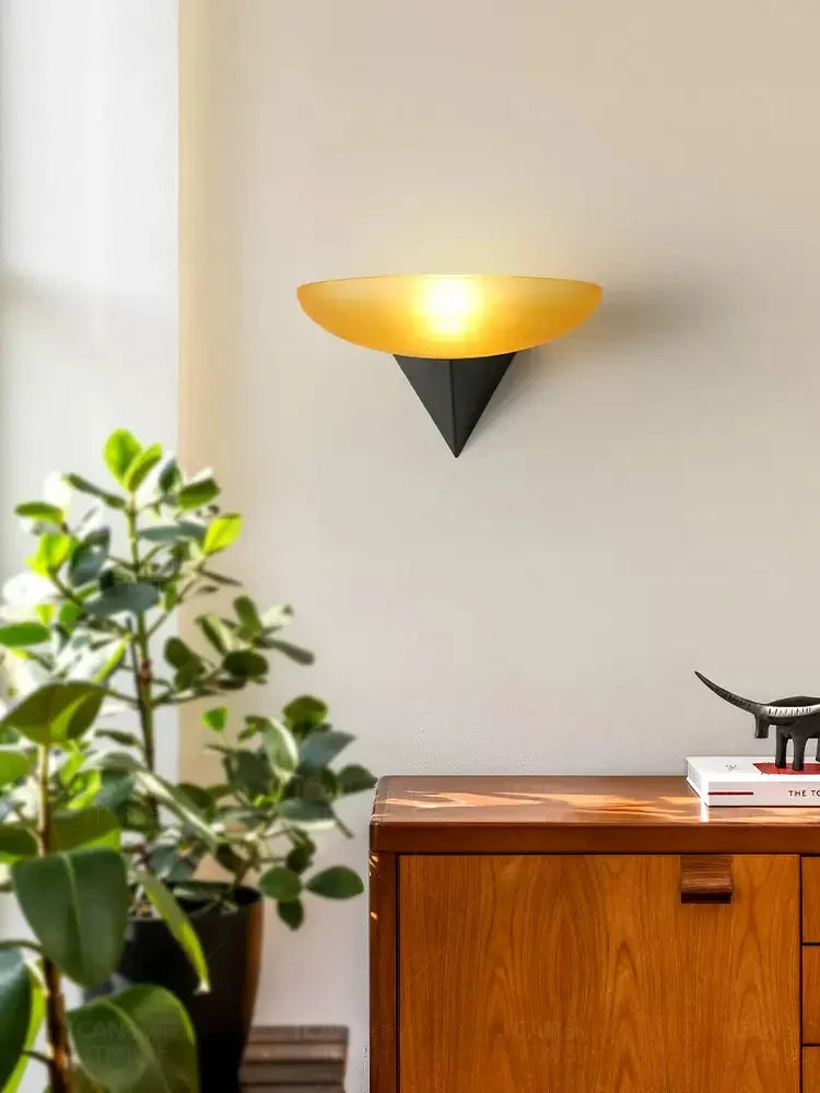 Afralia™ Modern Decor Glass Wall Lamp: Bauhaus Style Orange & White Lampshade