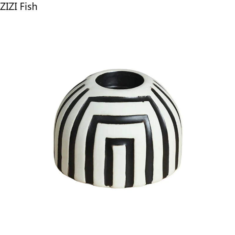 Afralia™ Ceramic Stripe Candle Holder Desk Decoration Wax Melt Burner Home Aroma Container