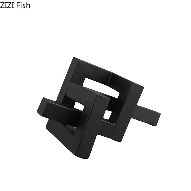 Afralia™ Geometric Metal Statue Desk Decoration Modern Sculpture Room Decor