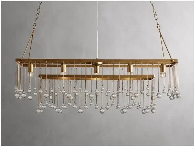Afralia™ Retro Chic Glass Ball Chandelier - Italian Designer Vintage Rectangular Lighting