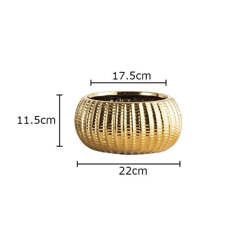 Afralia™ Ceramic Floral Vase Desk Decoration Golden/Silver Plated Artificial Flower Pot