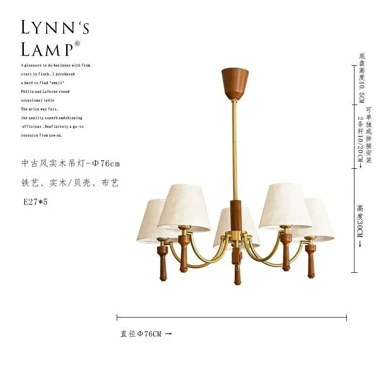 Afralia™ Oak Antique Living Room Lamp Retro Luxury Dining Study Bedroom Fabric Shell