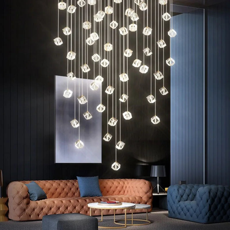 Afralia™ Luxury Crystal LED Chandelier for Staircase - Modern Indoor Stair Lighting