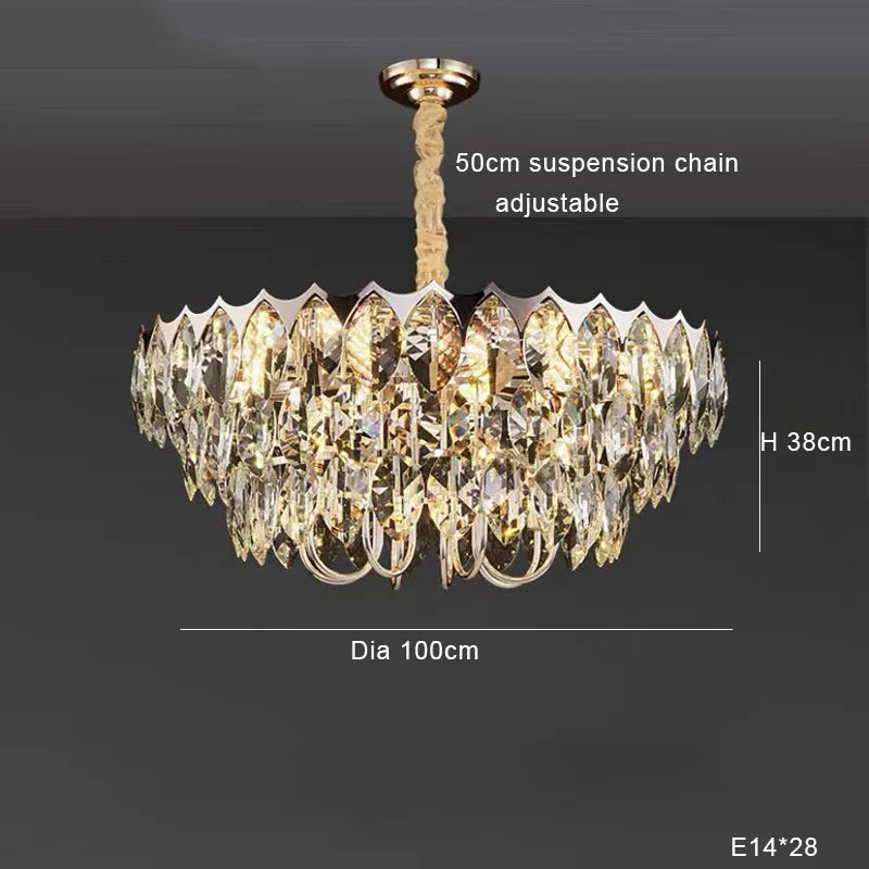 Afralia™ Nordic Crystal Chandelier Dimmable LED Pendant Lamp for Elegant Living Room Décor
