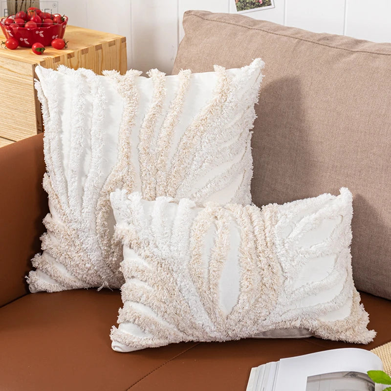 Afralia™ Tufted Coral Cushion Cover in Beige Grey for Sofa Bed Chair, 45x45cm