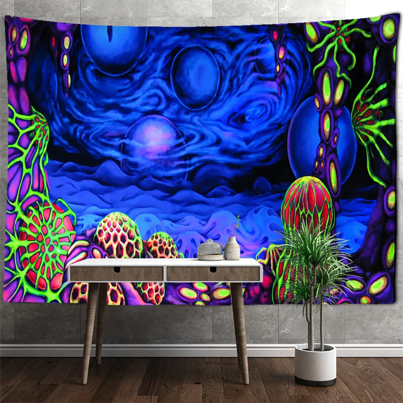 Afralia™ Jellyfish Underwater Tapestry: Psychedelic Alien Art for Home Decor