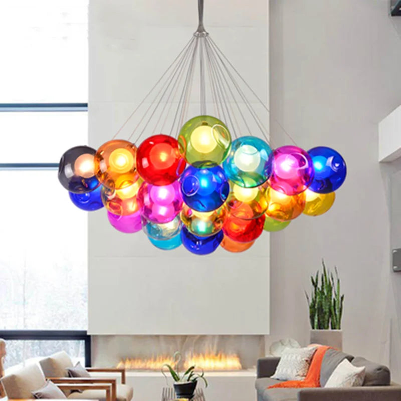 Afralia™ Glass Ball Bubble Chandelier: Nordic Modern Pendant Light for Living Room, Bedroom, Dining Table