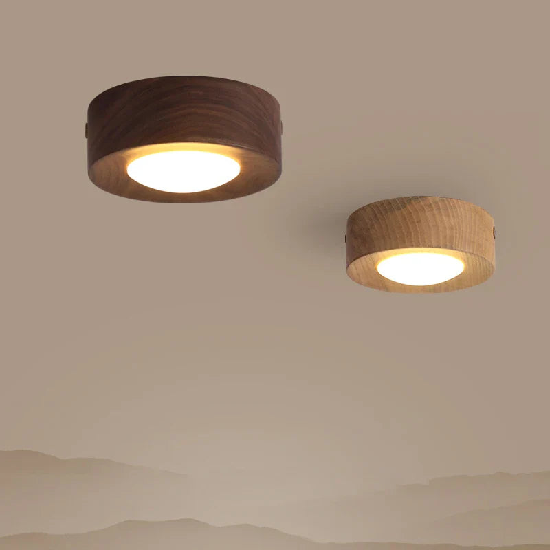 Afralia™ Walnut Wood Ceiling LED Lights Home Decor Spotlights