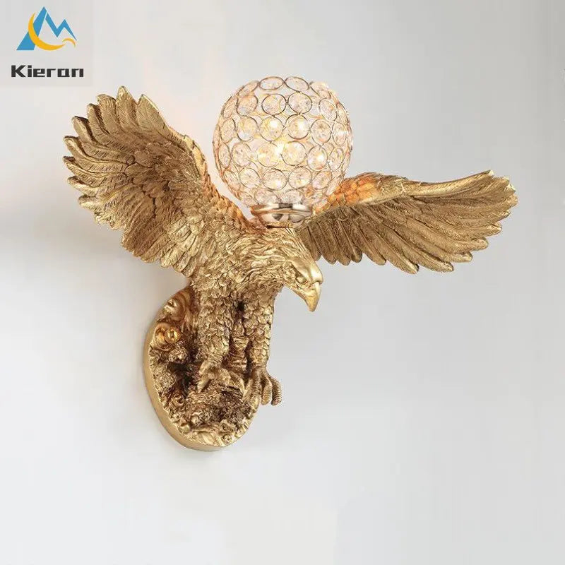 Afralia™ Crystal Eagle LED Wall Lamp for Bedroom, Study, Living Room, Hotel, Dining Room