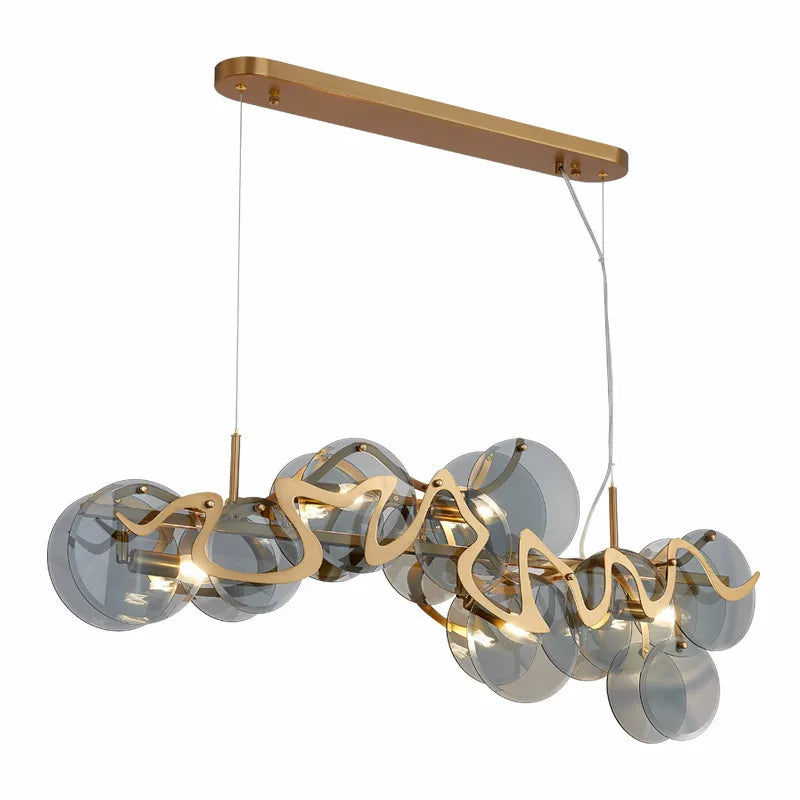 Afralia™ Glass Lustre Gold Iron Pendant Light for Modern Dining Room