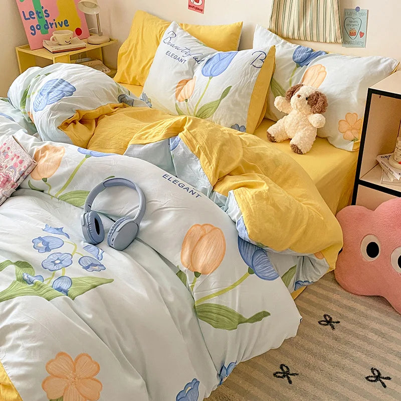 Afralia™ Cloud Cotton Printed Bedding Sets | Super Soft Quilt Set for School Home Twin King