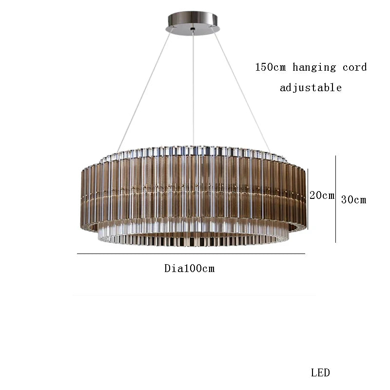 Afralia™ Brown Crystal Luxury Chandelier, Vintage Designer Hanging Lamp for Living Room