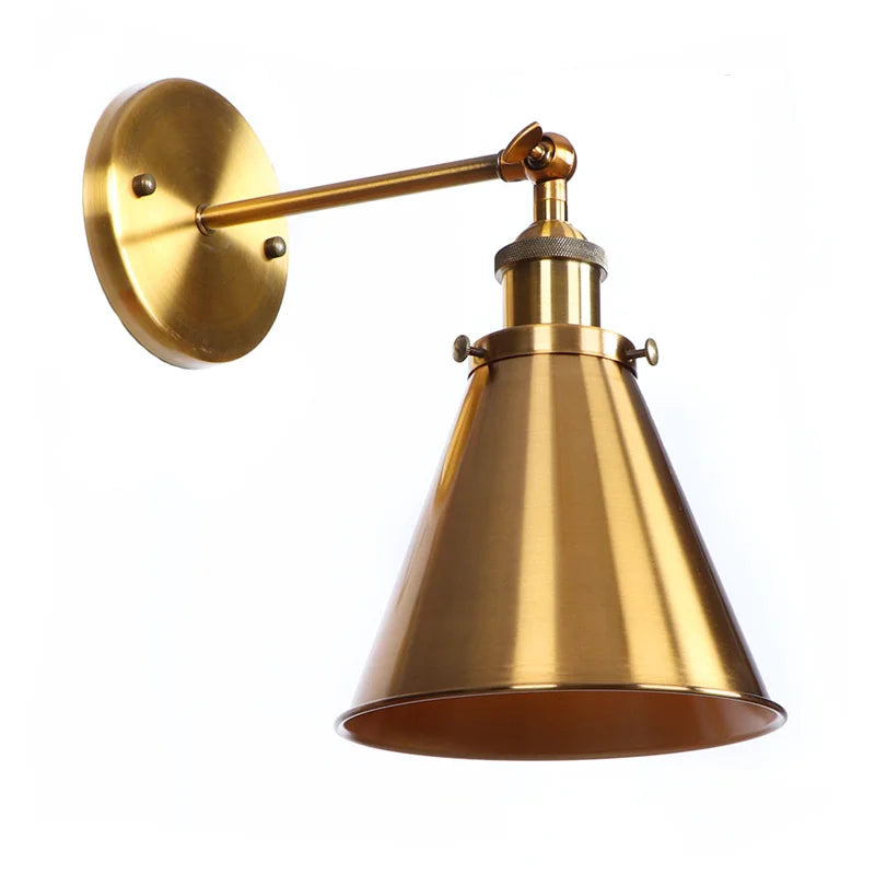 Afralia™ Vintage Industrial Gold Wall Lamp for Restaurant Coffee Bar Stair Bedroom Loft