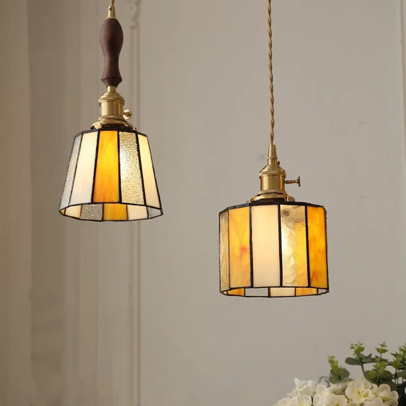 Afralia™ Copper Knob Switch LED Pendant Lamp, Adjustable Glass Dining Room Lighting