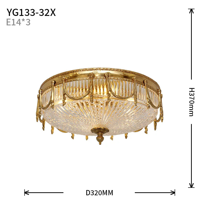Afralia™ Brass Glass Ceiling Light Luxury Victorian Neoclassical Design Classic Lamp