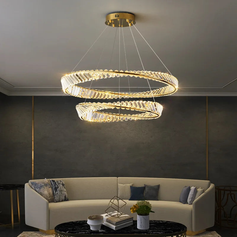 Afralia™ LED Crystal Chandelier Dimmable Luxe Halo Alloy Fixture