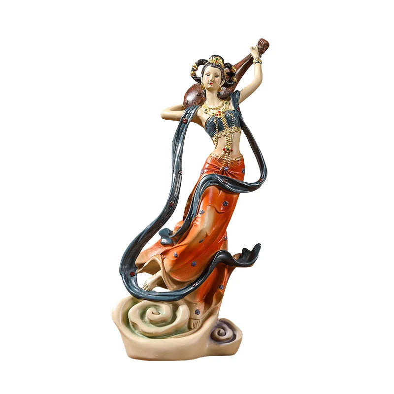 Afralia™ Chinese Goddess Fairy Sculpture Musical Instrument Home Decor Figurine