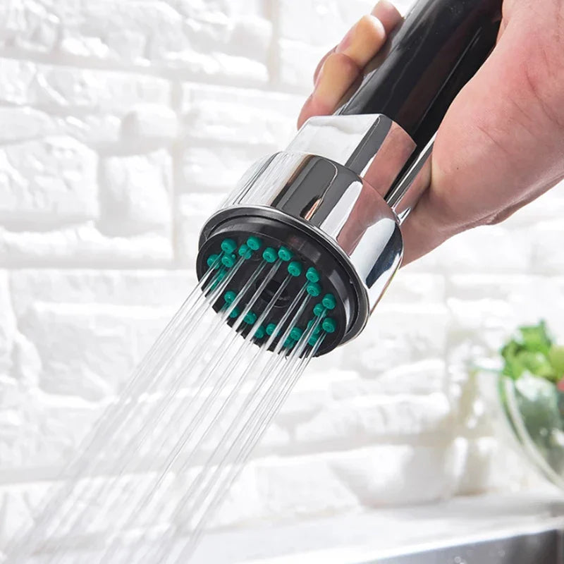 Afralia™ Spring Kitchen Faucet Chrome Black Dual Spouts Mixer 360 Rotation