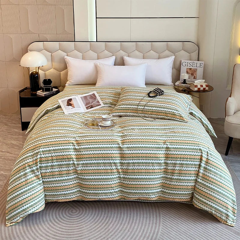 Afralia™ Striped Plaid Single Duvet Cover: Soft 100% Cotton Brushed Bedding for All Seasons
