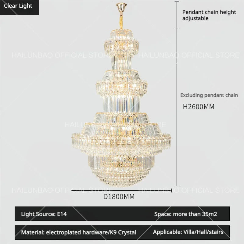 Afralia™ Crystal Chandelier: Villa High Living Room Luxury Lighting