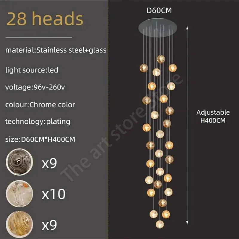 Afralia™ Crystal Glass Spiral Ceiling Chandelier for Modern Living Room & Kitchen Decor