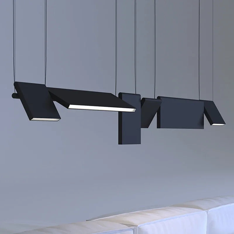 Afralia™ Rotatable Black LED Chandelier: Nordic Design Dining Room Decor Lighting Fixtures