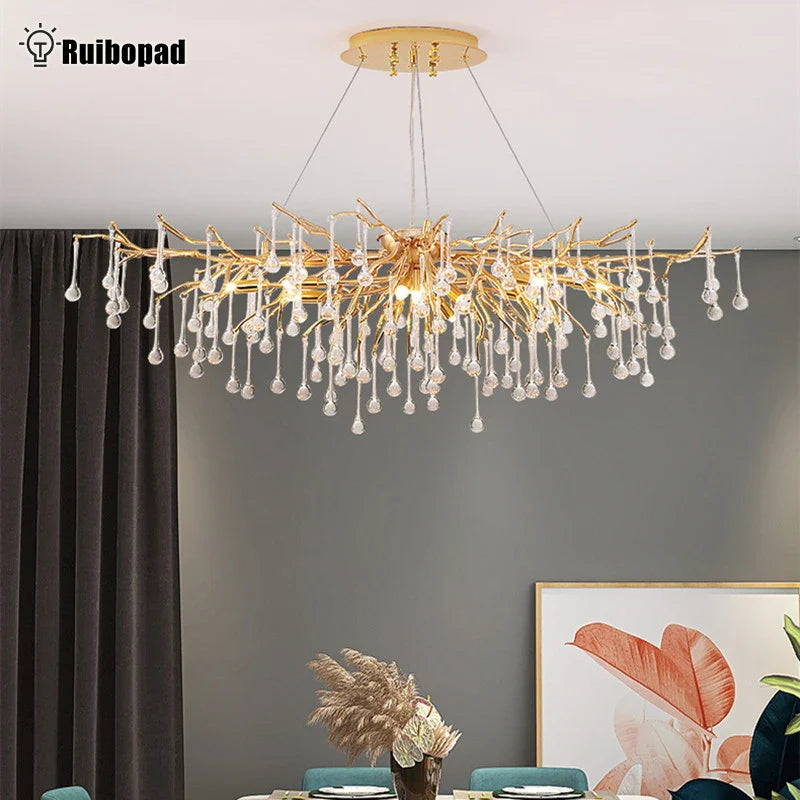 Afralia™ Elegant Gold Crystal Chandelier for Modern Luxury Living Spaces