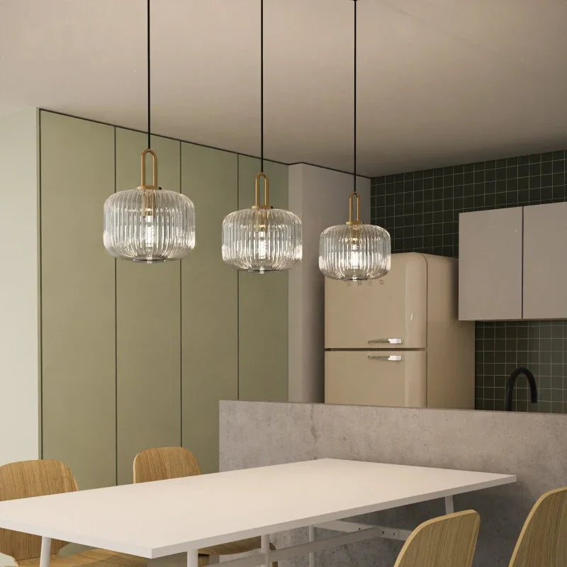 Afralia™ Glass Pendant Lights LED E27 Retro Luxury Hanging Fixtures for Dining Room