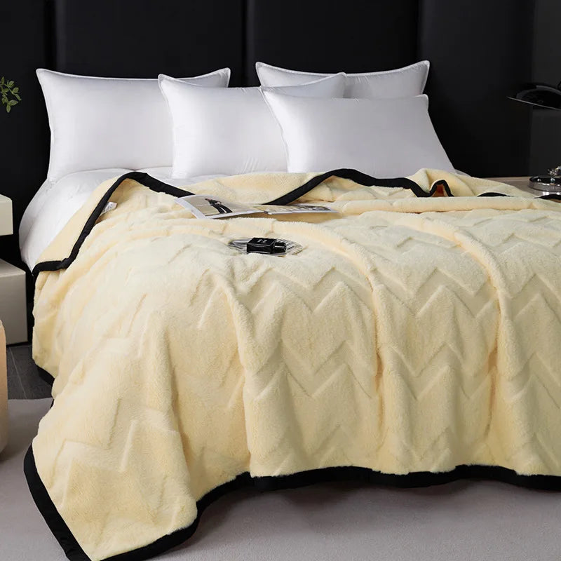 Afralia™ Faux Rabbit Plush Solid Blanket: Luxury All-Season Sofa Cover & Air Conditioning Quilt