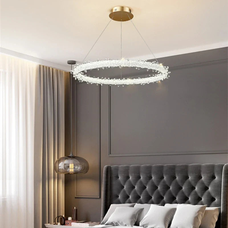 Afralia™ Nordic K9 Crystal Round LED Chandelier for Home, Hotel, & Office