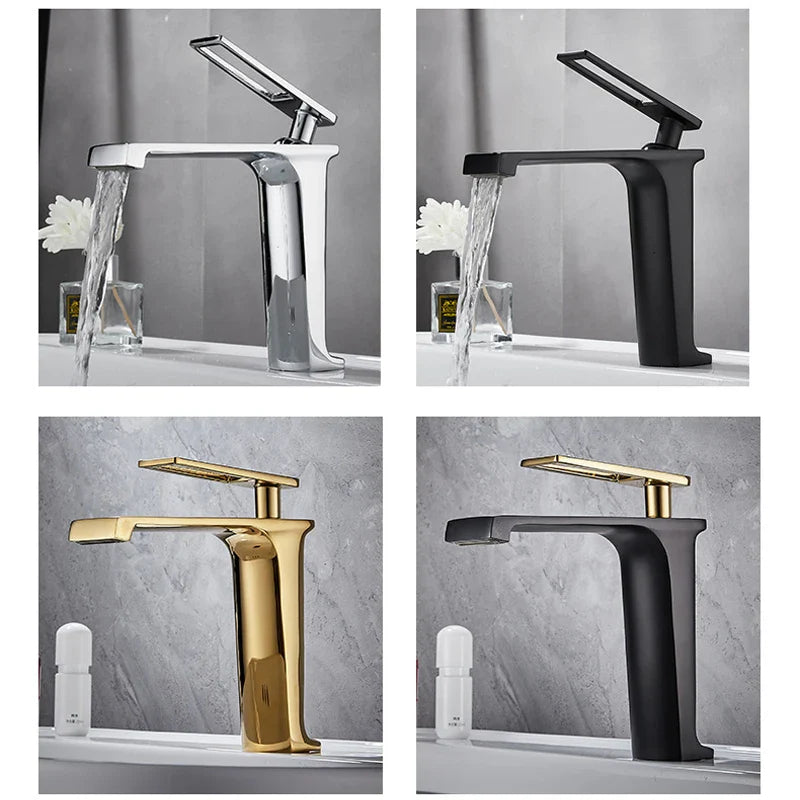 Afralia™ Stainless Steel Bathroom Basin Faucet: Deck Mounted, Hot & Cold Water Mixer Tap