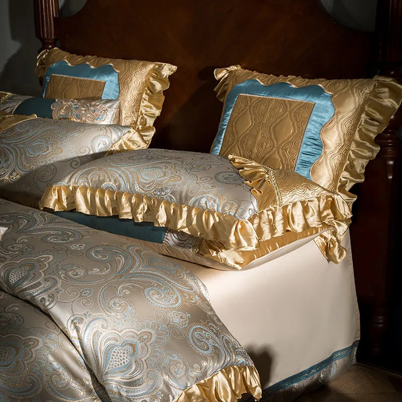 Afralia™ 200S Egyptian Cotton Embroidery Bedding Set - Queen King Size Linens