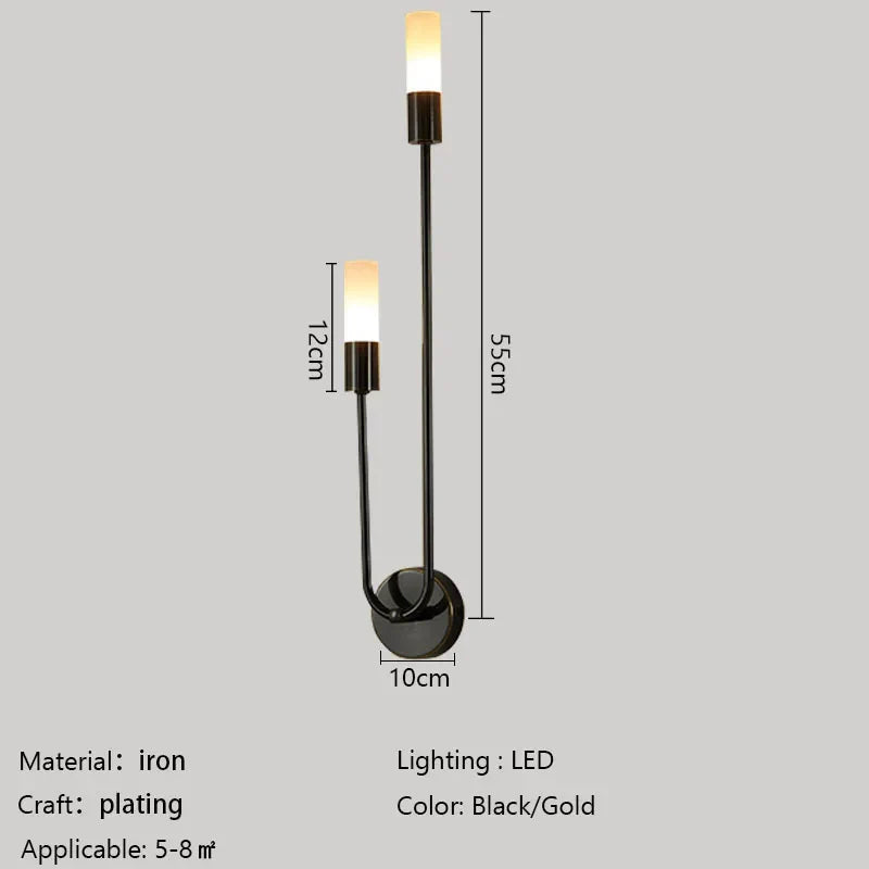 Afralia™ Minimalist Gold Black Wall Sconces for Bedroom Stairway Balcony Lighting