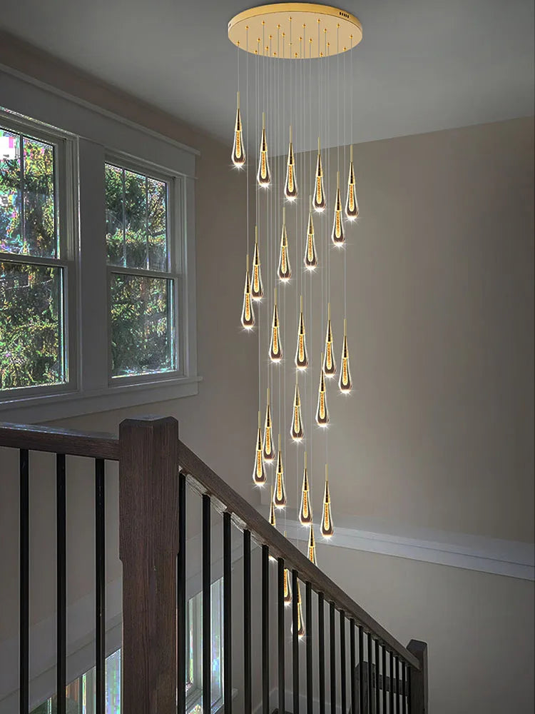 Afralia™ Crystal Pendant Chandelier for High Ceilings