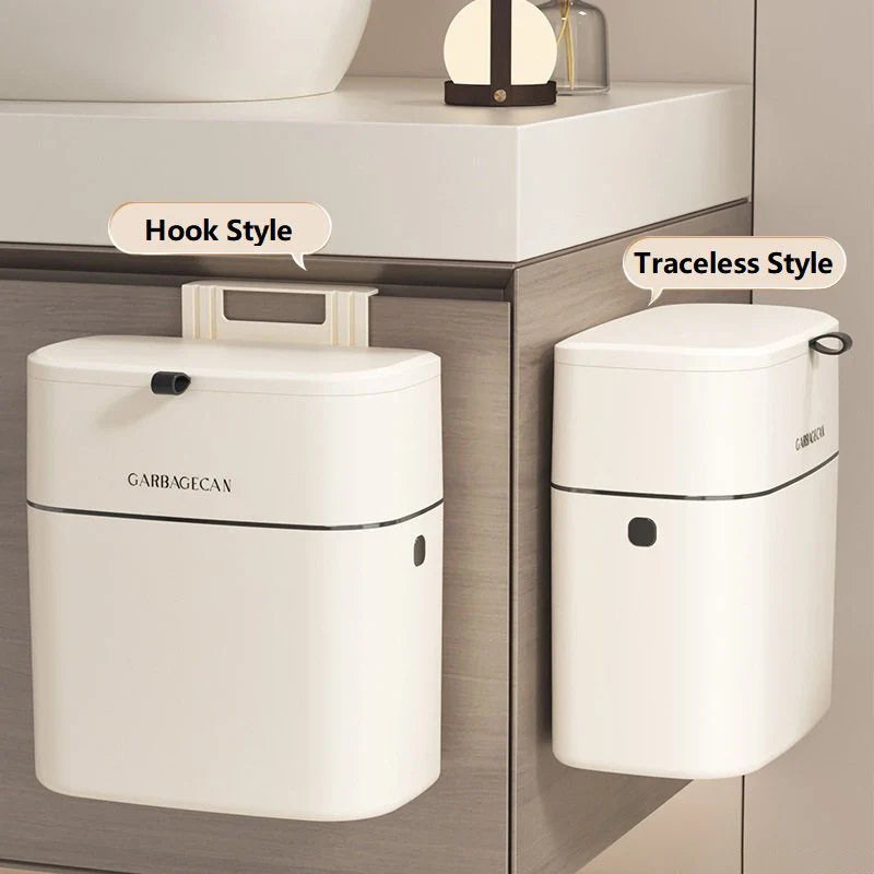 Afralia™ Wall-Mounted Kitchen Trash Can Large Capacity with Lid