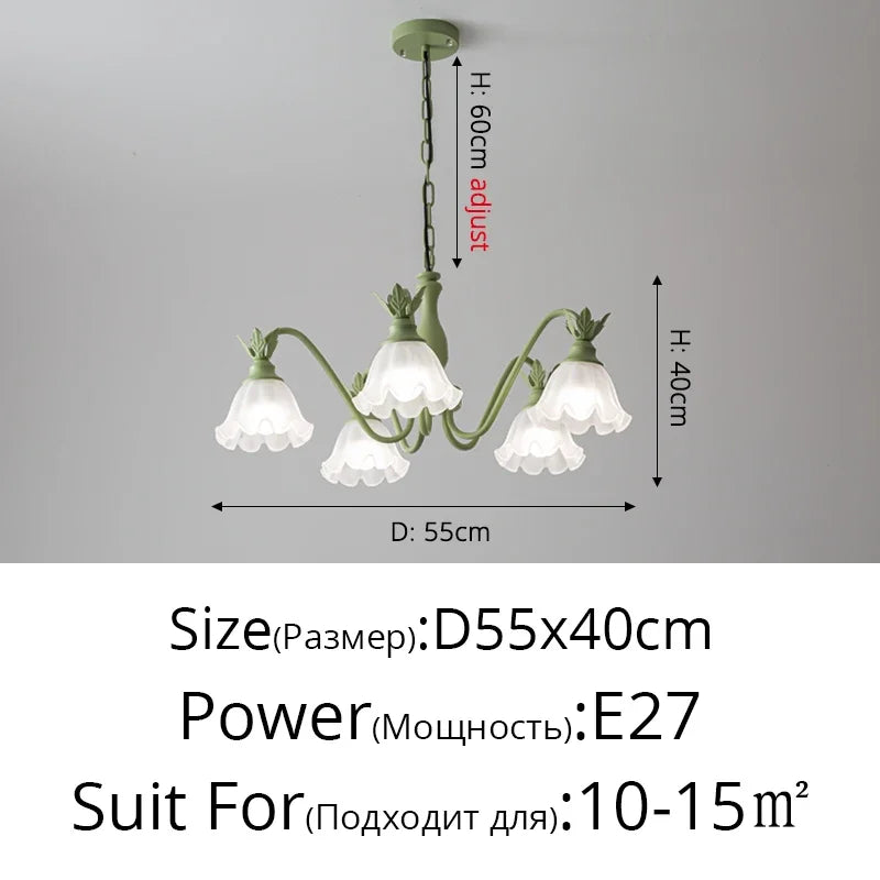 Afralia™ Orchid Glass Iron Art Pendant Lamp for Living Room