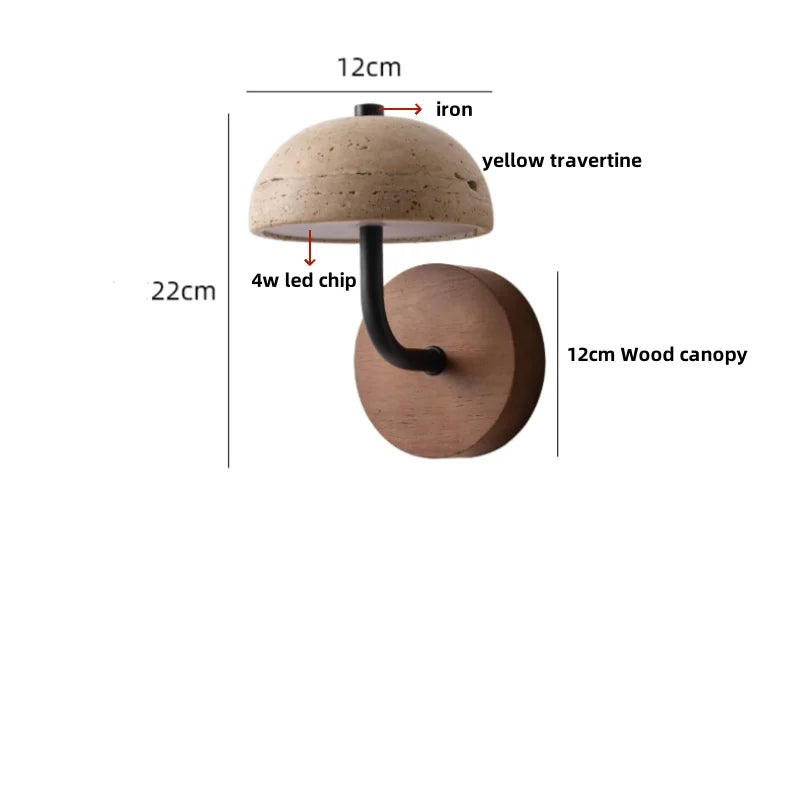 Afralia™ Yellow Travertine LED Wall Lights Coffee Bedroom Bedside Lamp Modern Nordic Decor