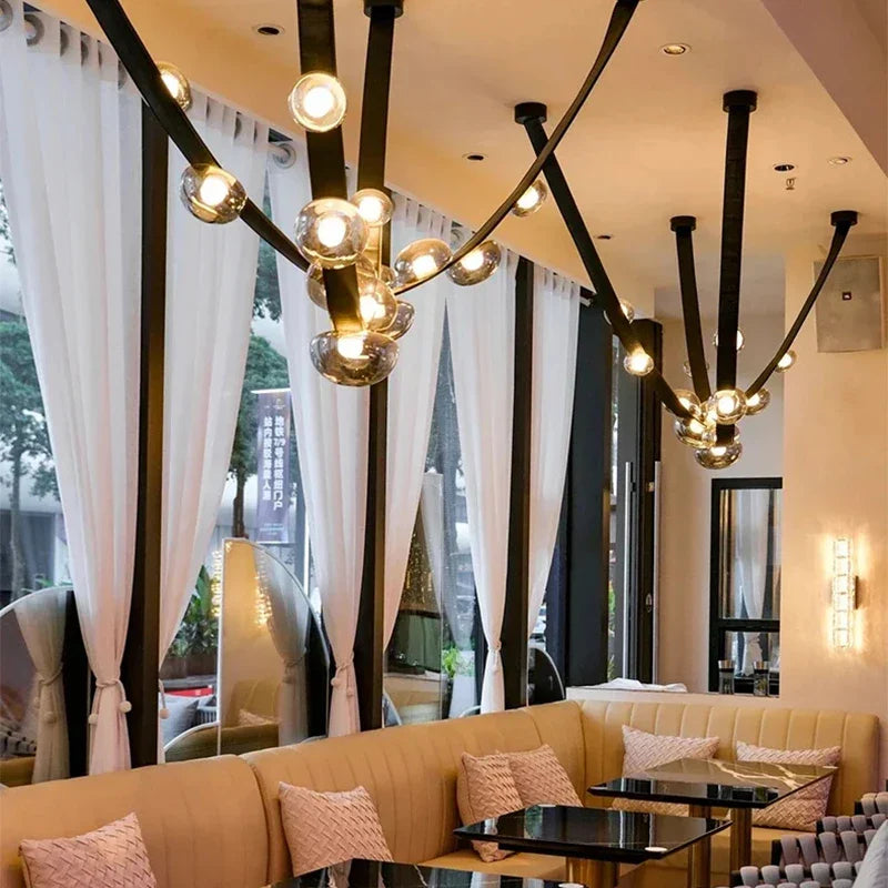 Afralia™ Modern LED Leather Strap Ceiling Pendant Light for Living Room Dining Chandelier