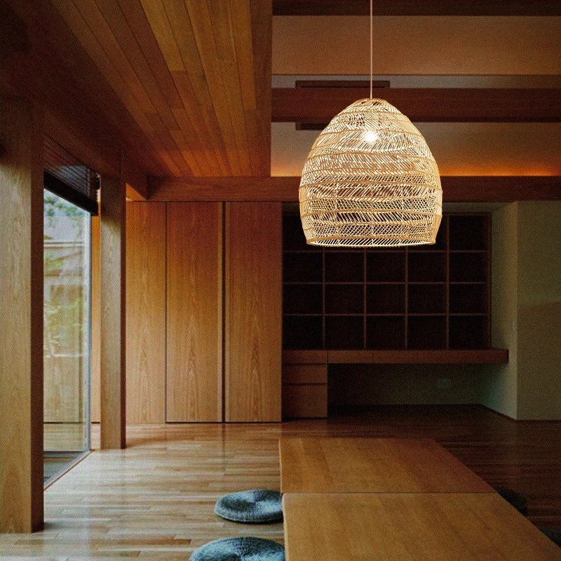 Afralia™ Rattan Pendant Chandelier, E27 Bulb, Ceiling Hanging Light Fixture for Living and Dining Room