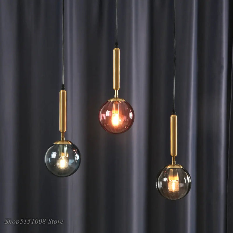 Afralia™ Modern Gold Glass Ball LED Pendant Light for Dining Room and Kitchen