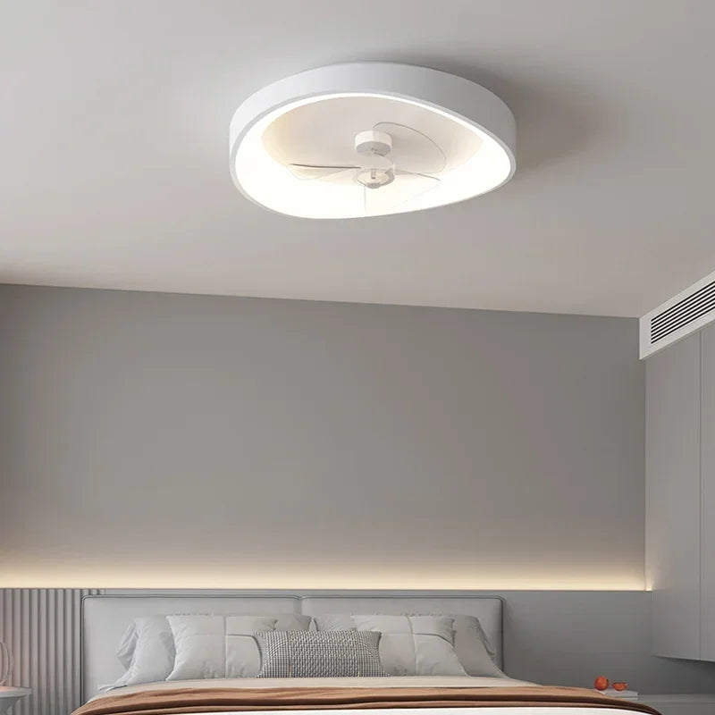 Afralia™ Nordic Style Bedroom LED Ceiling Fan Light White Modern Luminarias Pendant Fixtures