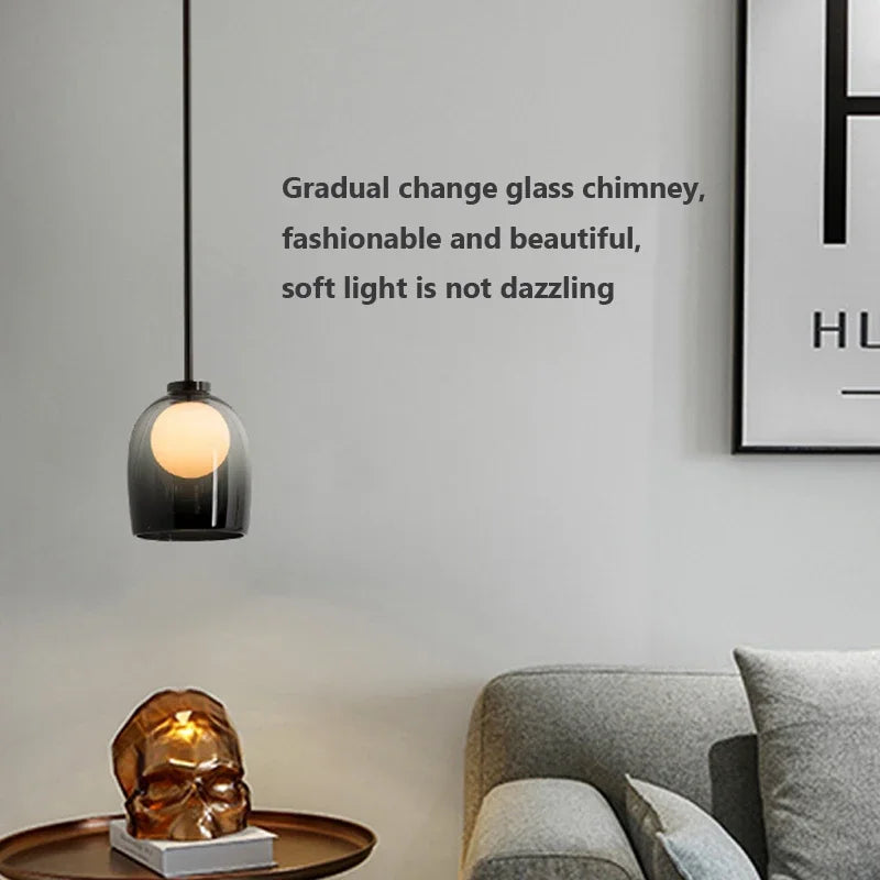 Afralia™ Nordic Glass Pendant Lights LED for Bedroom Living Room Cafe Decor