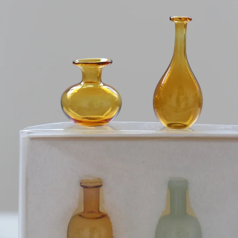 Afralia™ Colored Glass Mini Vase Terrarium Hydroponics Handmade Ornaments Storage Flower Vase